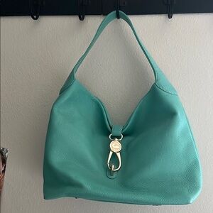 Elegant Turquoise Leather Shoulder Bag